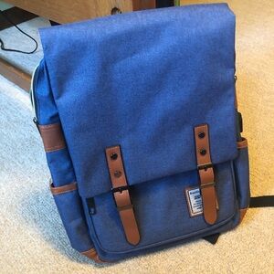 Wenjie Blue Canvas Backpack